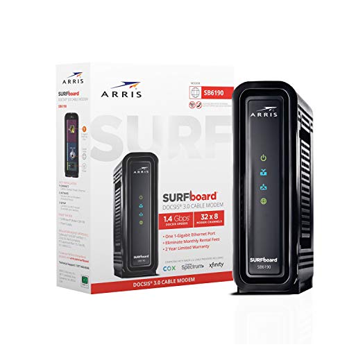 ARRIS SURFboard SB6190 DOCSIS 3.0 Cable Modem, Approved for Cox, Spectrum, Xfinity &...