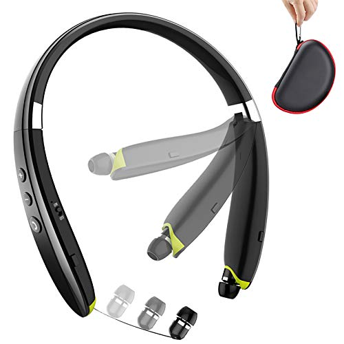 Bluetooth Headphones, BEARTWO Upgraded Foldable Wireless Neckband Headset with Retractable...