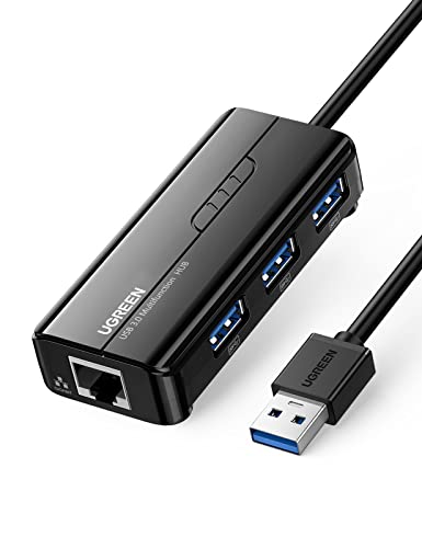 UGREEN USB 3.0 Hub Ethernet Adapter 10 100 1000 Gigabit Network Converter with 3 USB 3.0 Ports...