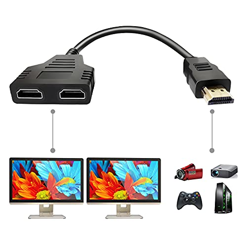 HDMI Splitter Adapter Cable - HDMI Splitter 1 in 2 Out HDMI Male to Dual HDMI Female 1 to...