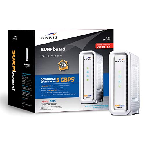 ARRIS SURFboard SB8200 DOCSIS 3.1 Gigabit Cable Modem | Approved for Cox, Xfinity,...