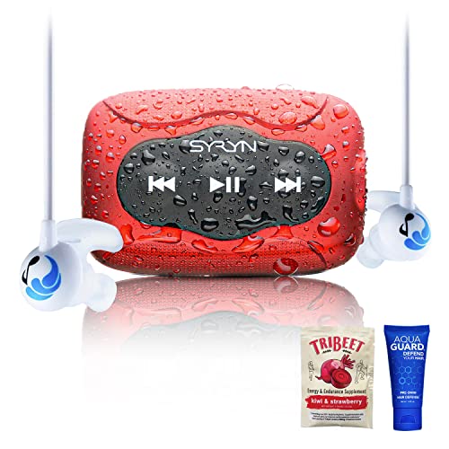 SYRYN Swimbuds Sport Bundle | 8 GB Waterproof Music Player Compatible with iTunes Files...