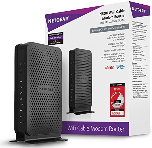 NETGEAR N600 (8x4) WiFi DOCSIS 3.0 Cable Modem Router (C3700) Certified for Xfinity from...